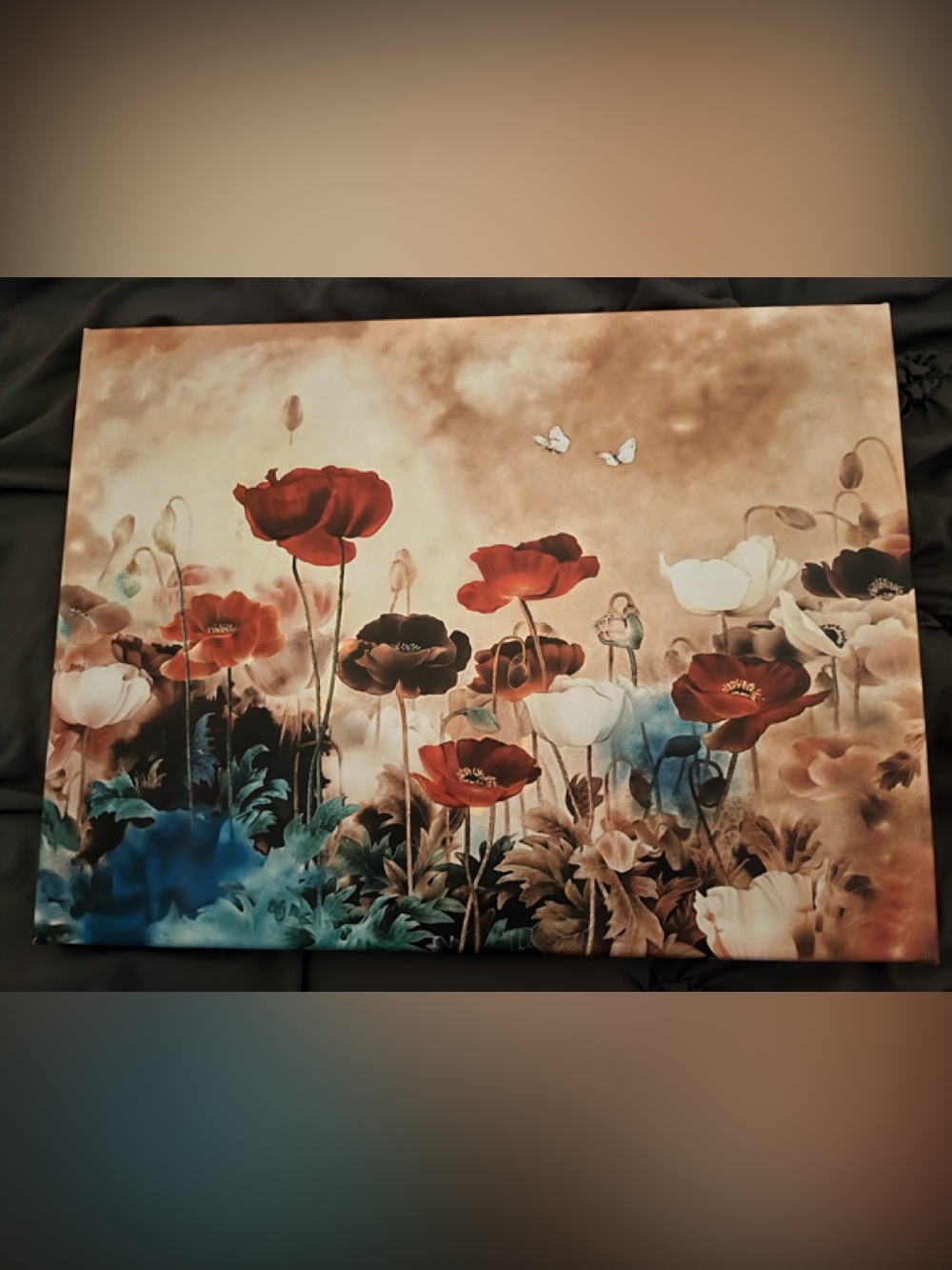 Red Poppy Floral Wall Art -not framed